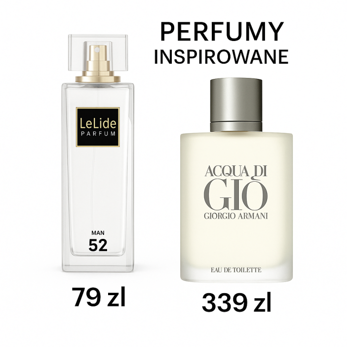Perfumy męskie LeLide nr 52 - 50 ml - perfumy o podobnych nutach  Aqua Di Gio
